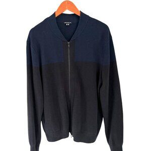 THEORY Bawden Chassis Zip-Up Cardigan Knit Blue Color-block Size XLarge
